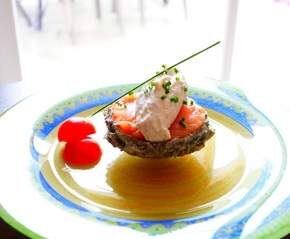 Artichaud au saumon et sa crème au chèvre