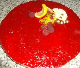 Bavarois citron et son miroir aux framboises