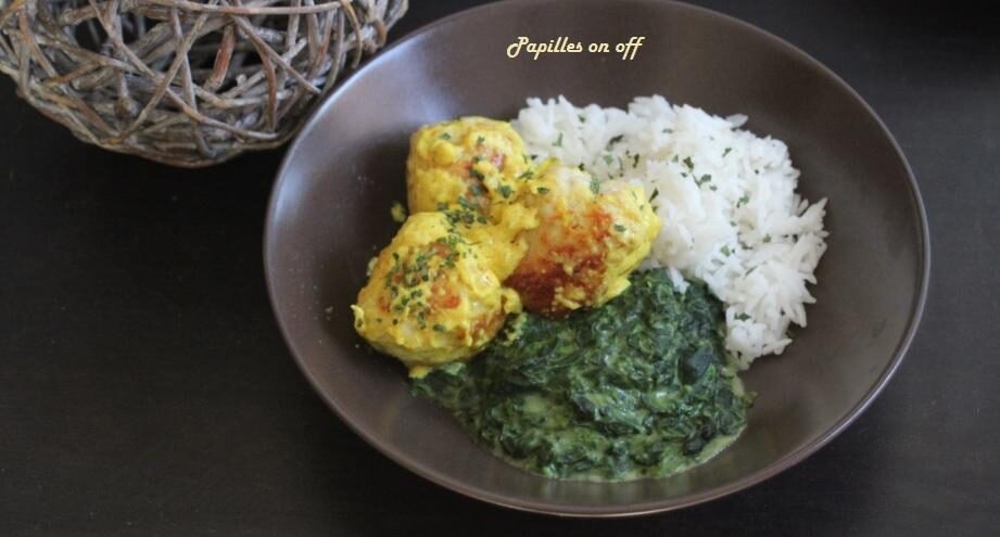 Boulettes de poulet, sauce curcuma