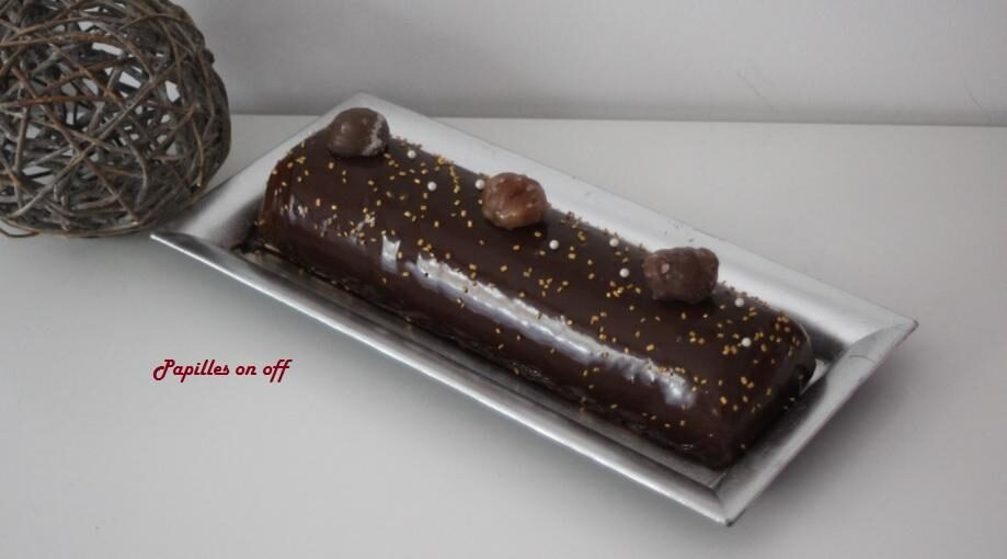 Bûche bavaroise poires, marrons et chocolat noir