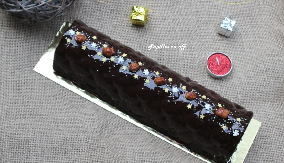 Bûche chocolat, bananes et cacahuètes