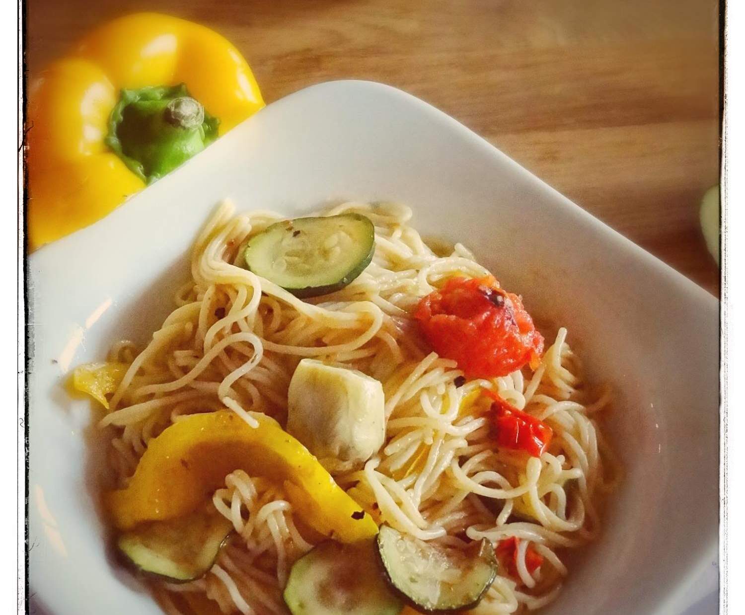 Capellini sautés aux légumes