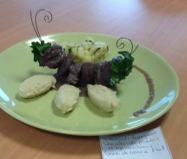 Carbonade Française avec des quenelles de panais/topinambours et pommes de terre à l'ail