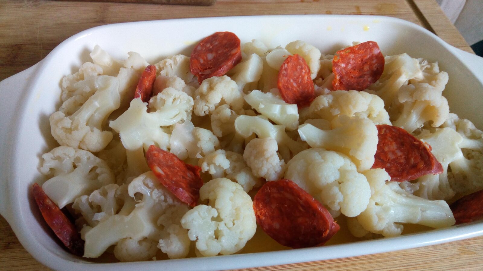 CLAFOUTIS DE CHOU-FLEUR AU CHORIZO (IG bas)