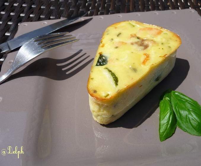 Clafoutis de saumon fumé aux courgettes.