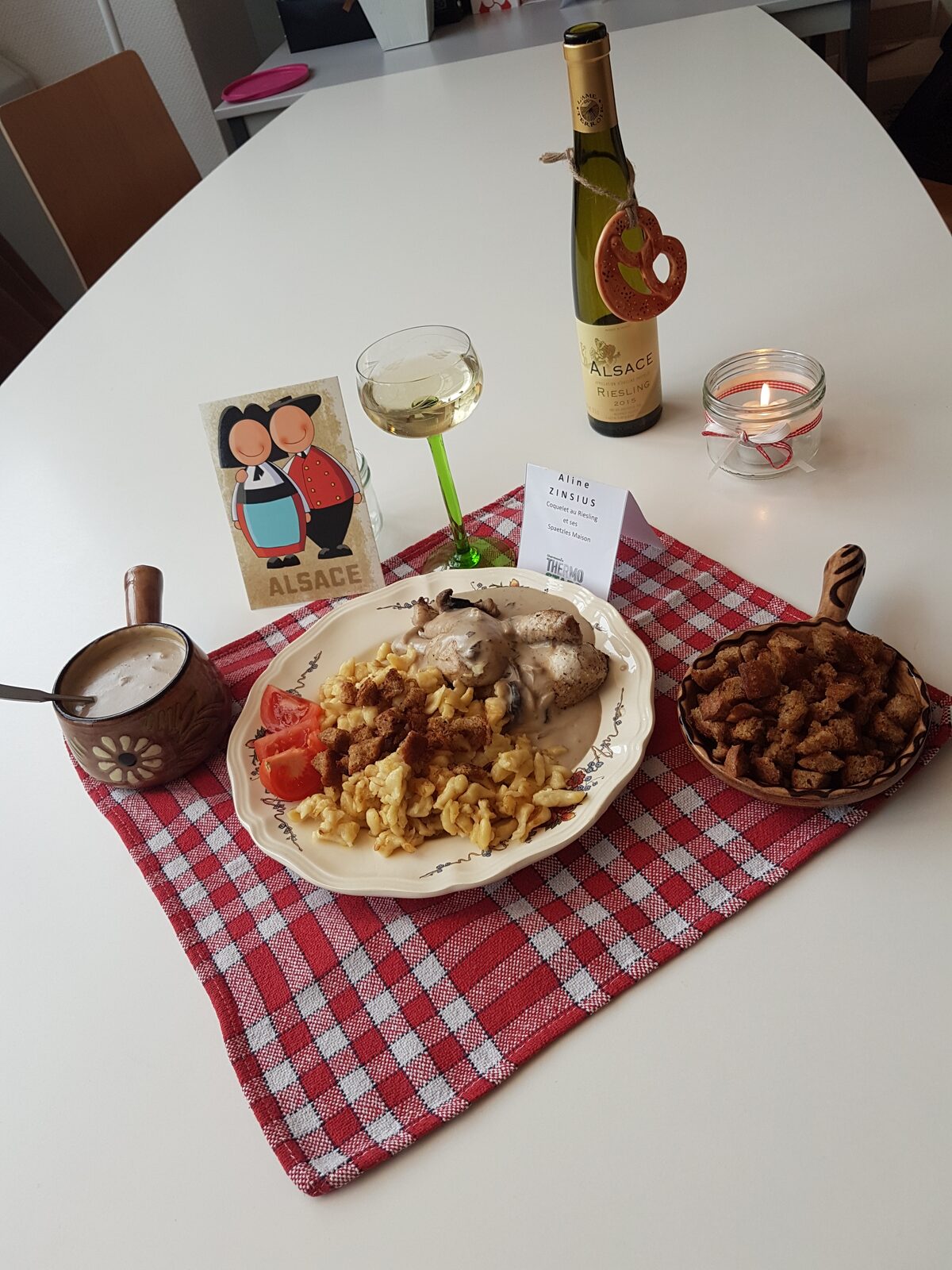 Coquelet au Riesling et ses spaetzles maison - Thermostars