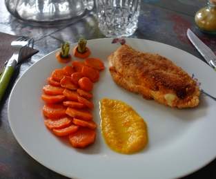 Cordon bleu au chorizo et ses carottes