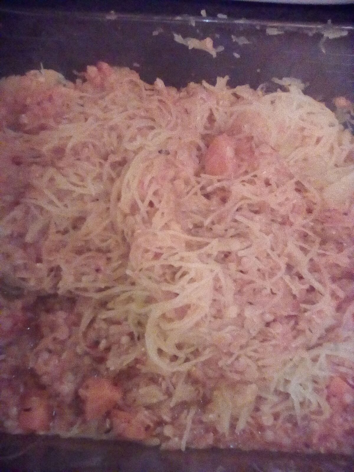 Courge spaghetti sauce tomates et lentilles corail