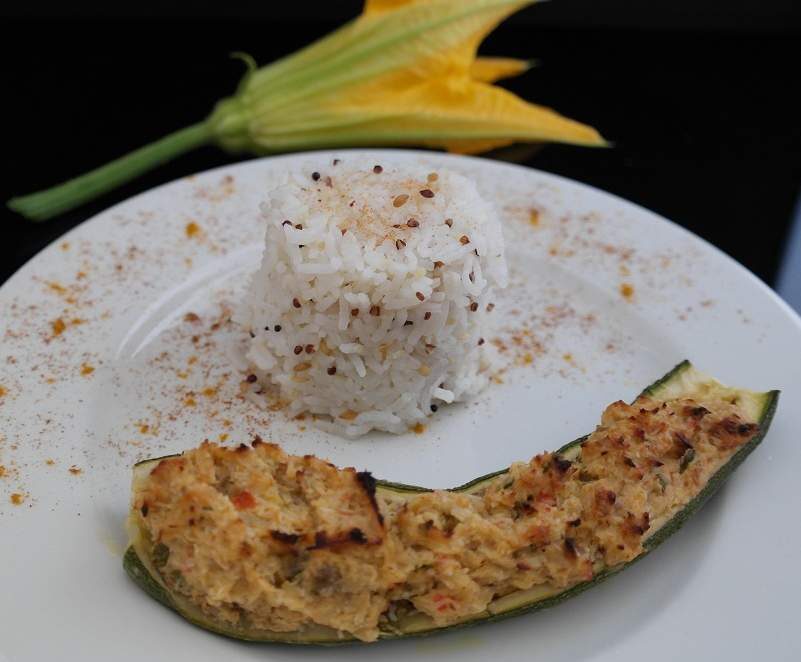 Courgettes farcies exotiques (poisson et noix de coco)