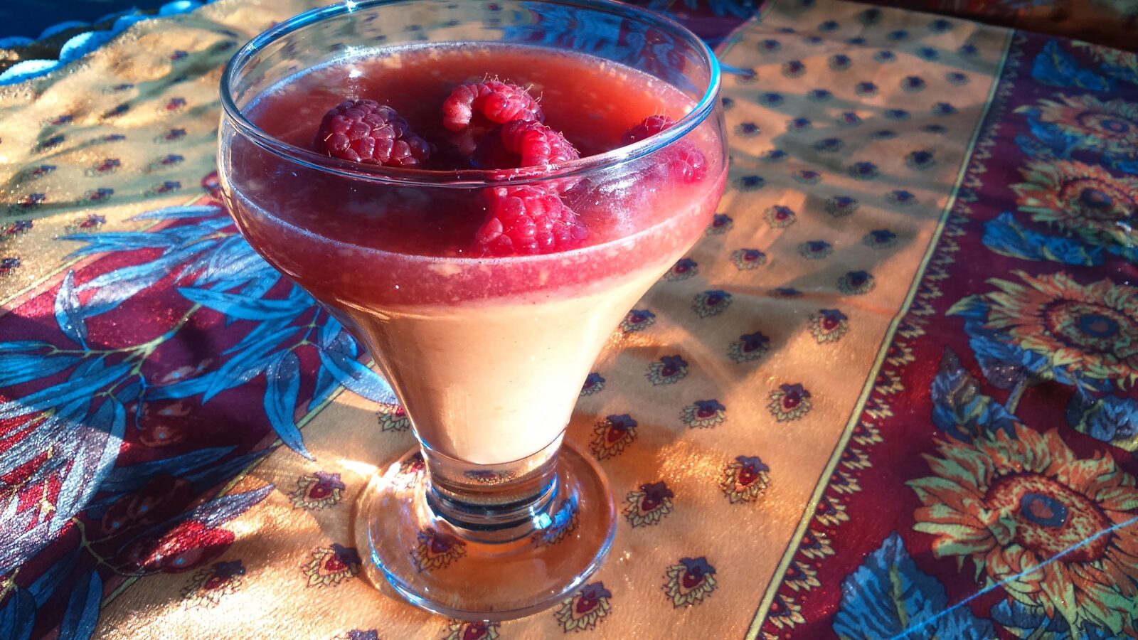 Crème d'abricot à la gelée de framboise