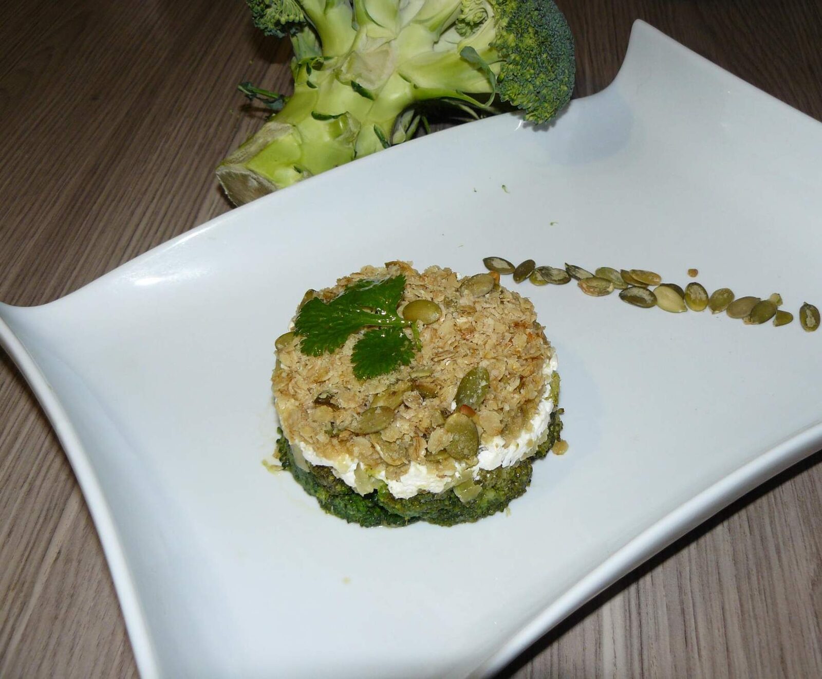 Crumble de brocolis au fromage frais de brebis