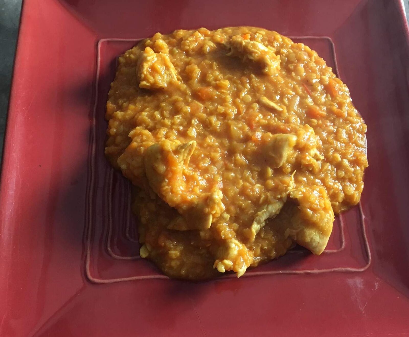Curry de lentilles corail au poulet