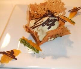 Dentelles chocolat orange et crémeux de chocolat blanc