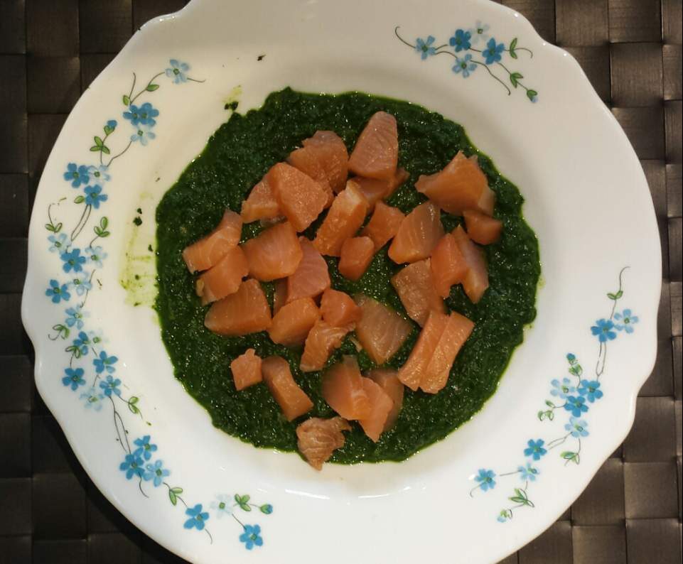 Epinards à la crème et sa truite fumée