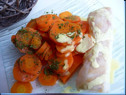 filet de cabillaud, ses carottes et sa crème au curry
