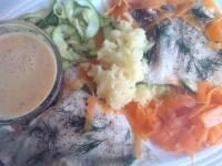 Filet de turbot tagliatelles de légumes sauce paprika