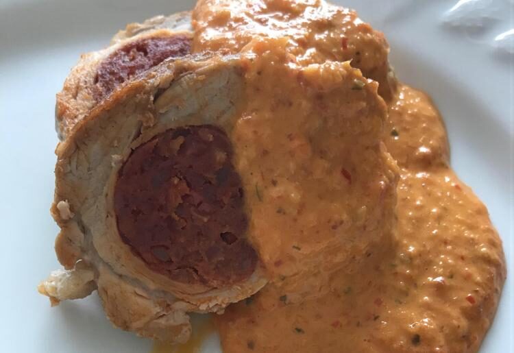 Filet mignon au chorizo sauce poivron