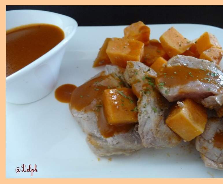 Filet mignon aux patates douces, sauce porto