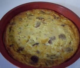 Flan oignons, lardons, champignons