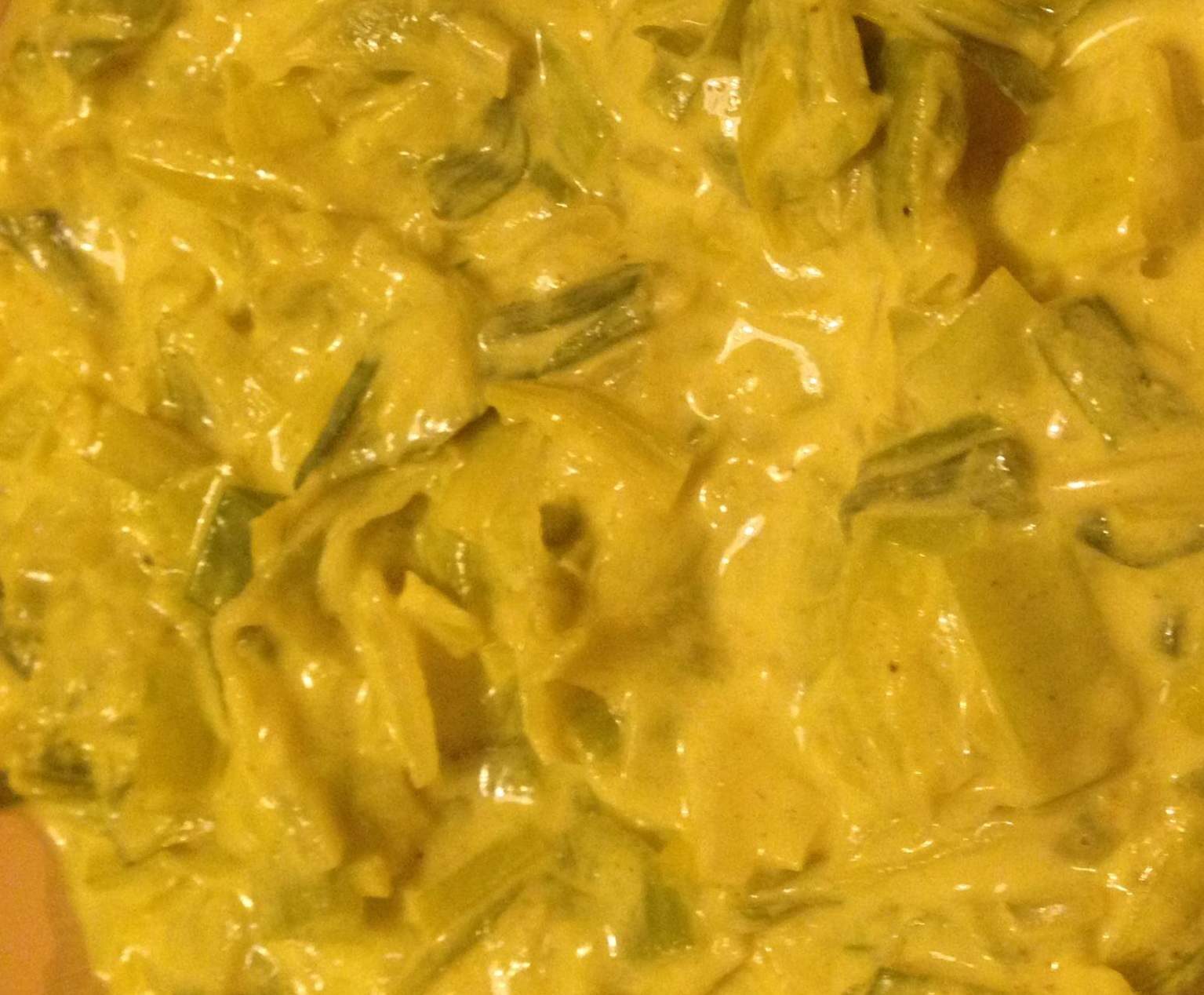 Fondue de poireaux soja-curry-coco