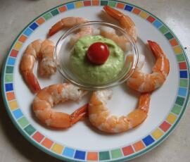 Gambas à la crème d'avocat