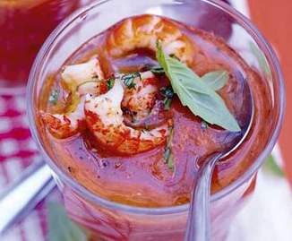Gaspascho tomate, melon, écrevisses