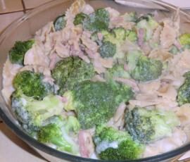 Gratin brocolis - pâtes - lardons