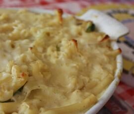 Gratin courgettes/coquillettes au babybel