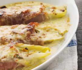 Gratin d'endive au jambon à la béchamel d'amande (sans gluten/sans lait)