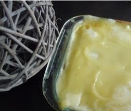 Gratin de cabillaud, purée de pommes de terre et béchamel aux champignons