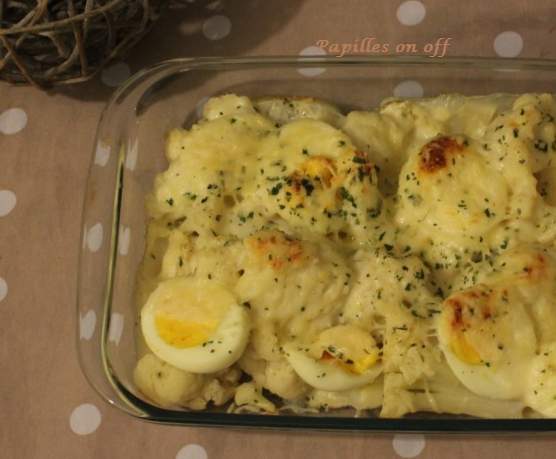 Gratin de chou-fleur aux oeufs durs et leur béchamel allégée