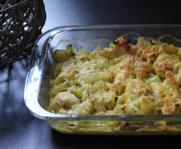 Gratin de courgettes au poulet et curry