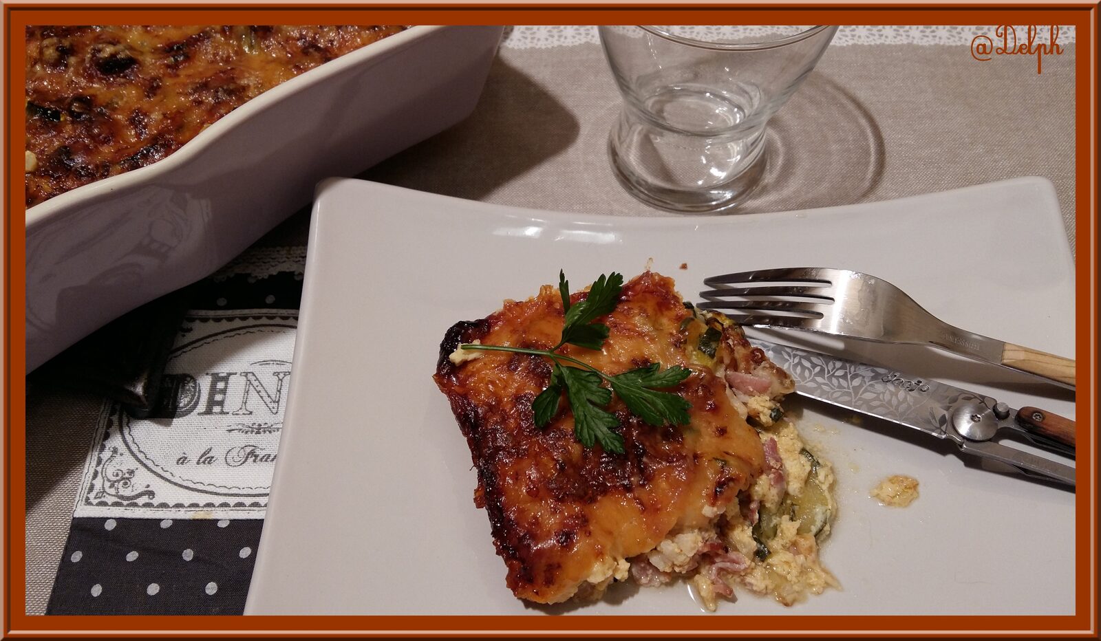 Gratin de courgettes et poitrine fumée