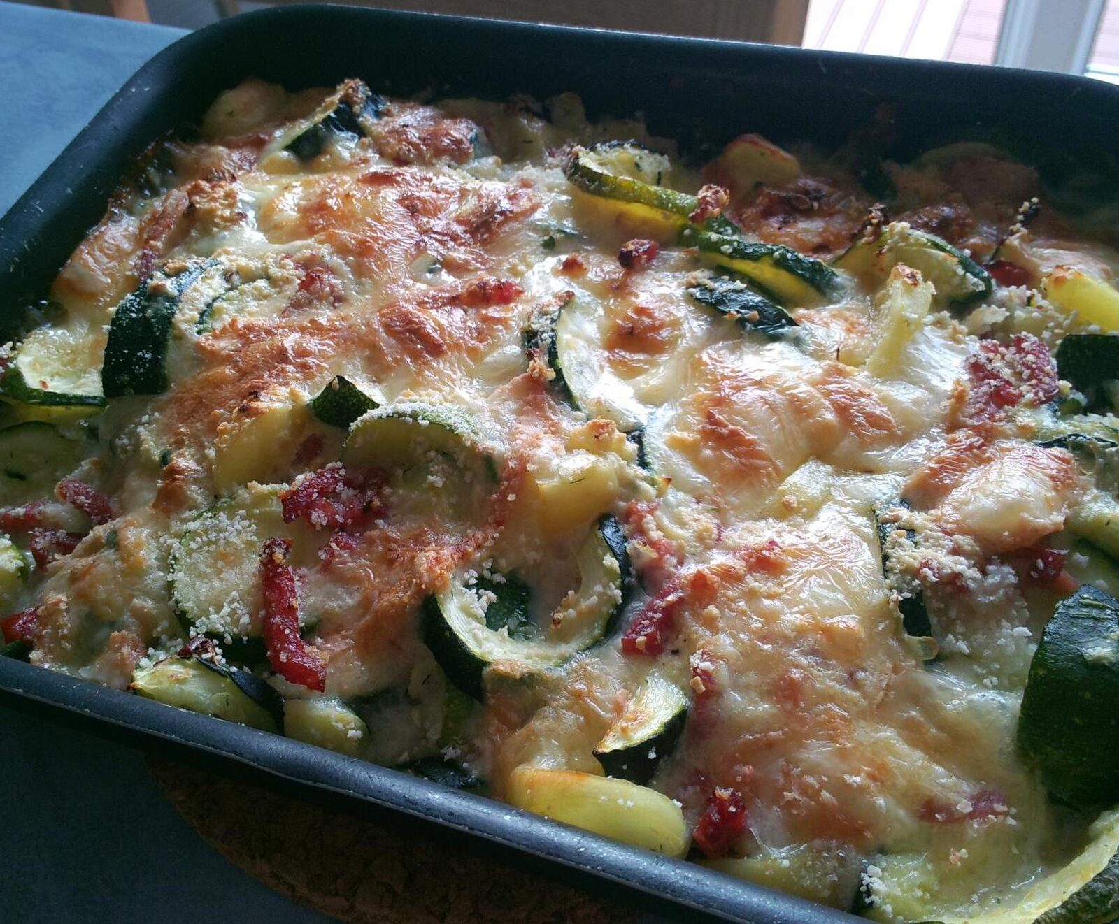 Gratin de courgettes munster lardons