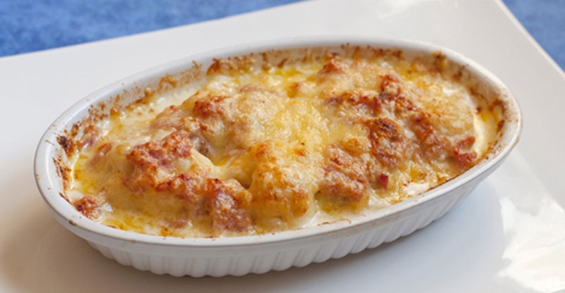 Gratin de poireaux aux fruits de mer