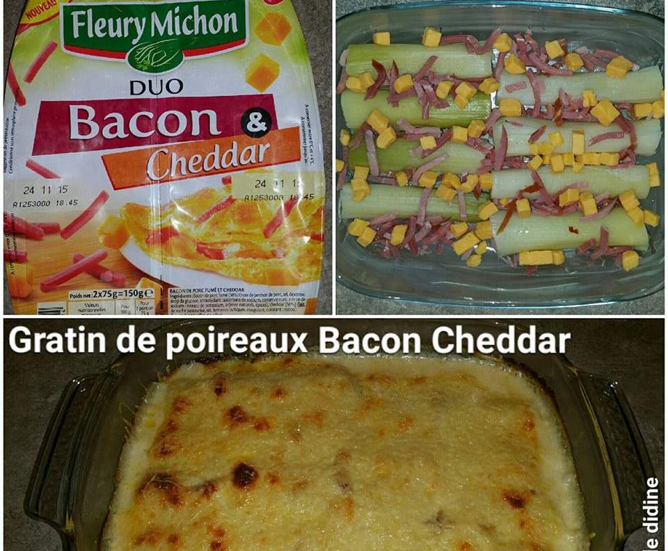 Gratin de poireaux bacon cheddar