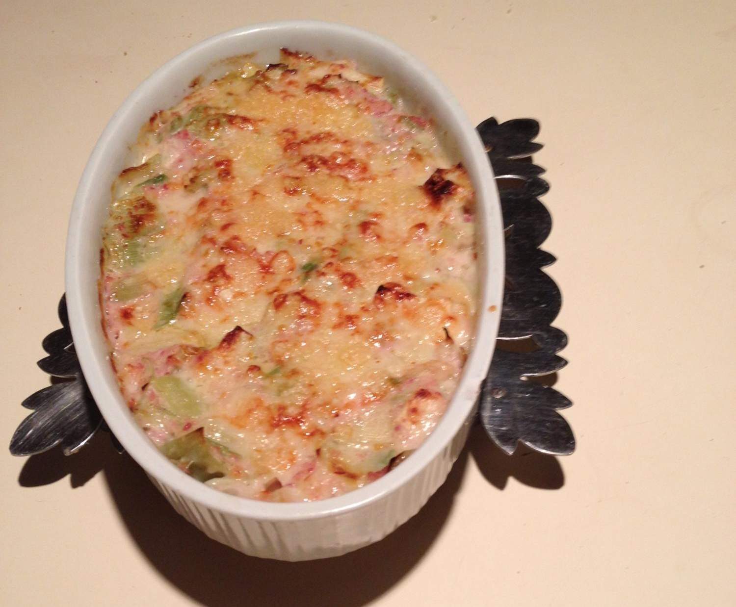 gratin de poireaux jambon béchamel