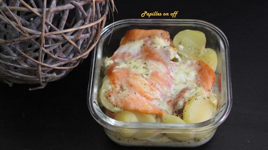 Gratin de pommes de terre au saumon fumé et à la ricotta