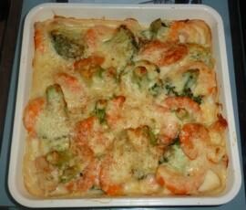 Gratin exotique aux brocolis et crevettes