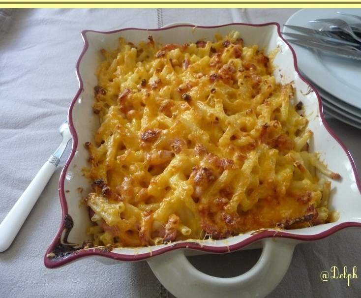 Gratins de macaronis au cheddar