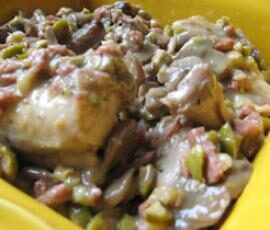 Lapin aux olives et aux champignons