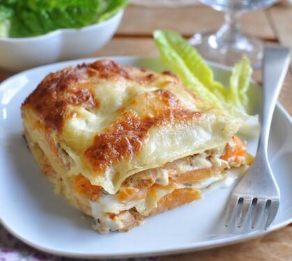 Lasagnes au potiron et poulet