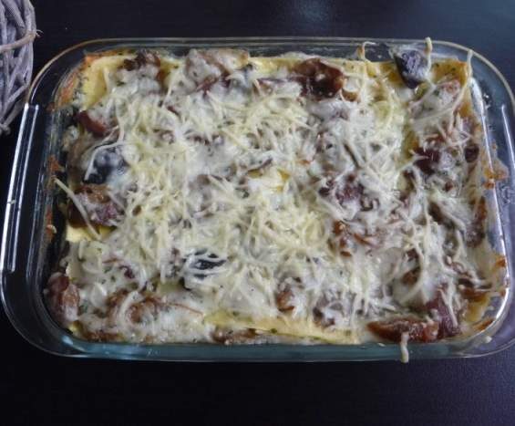 Lasagnes aux champignons des bois et canard confit