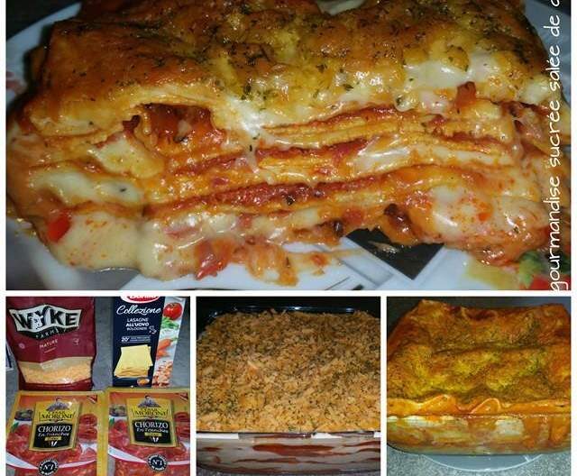 Lasagnes cheddar chorizo