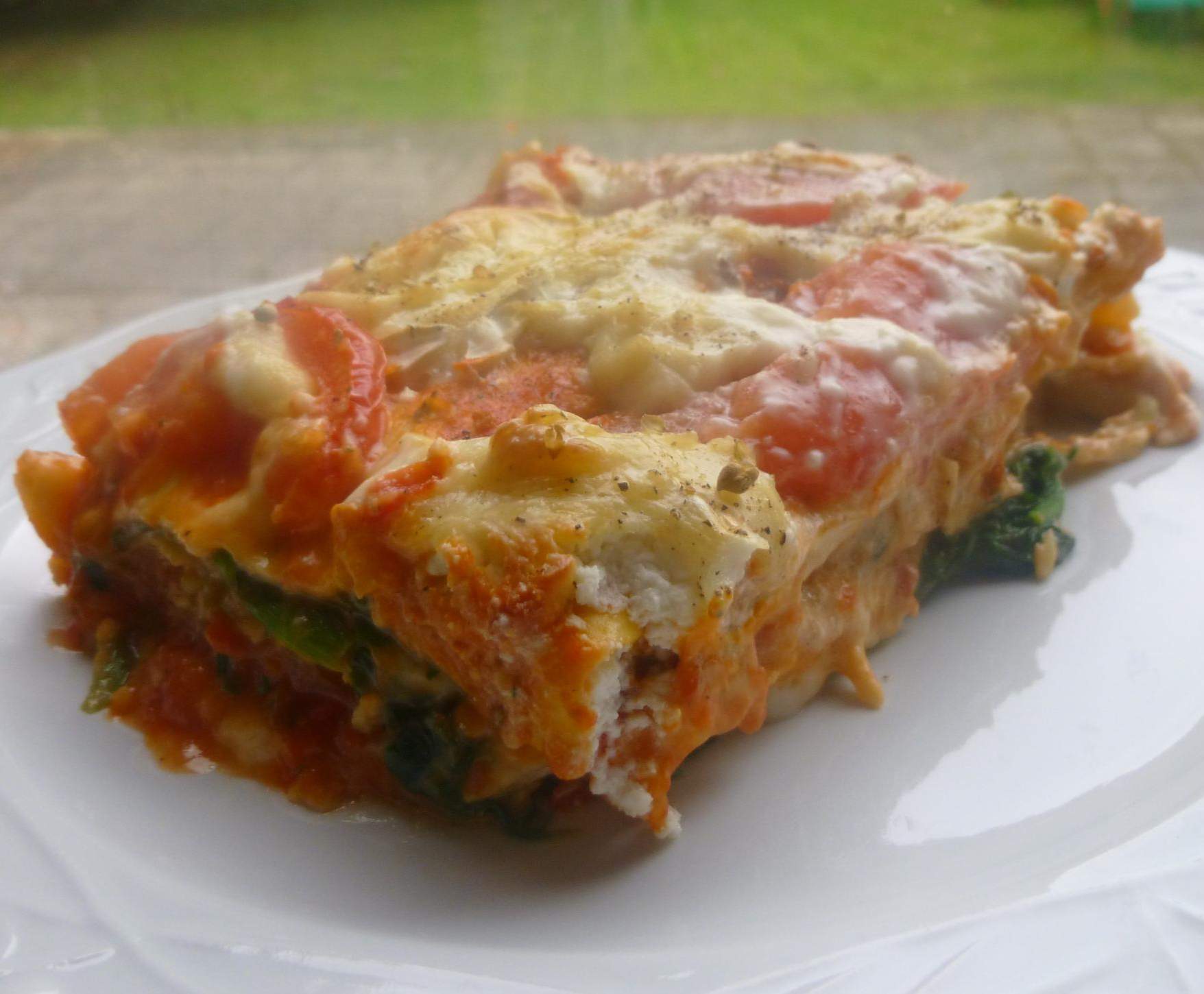 lasagnes épinards,tomate,chèvre