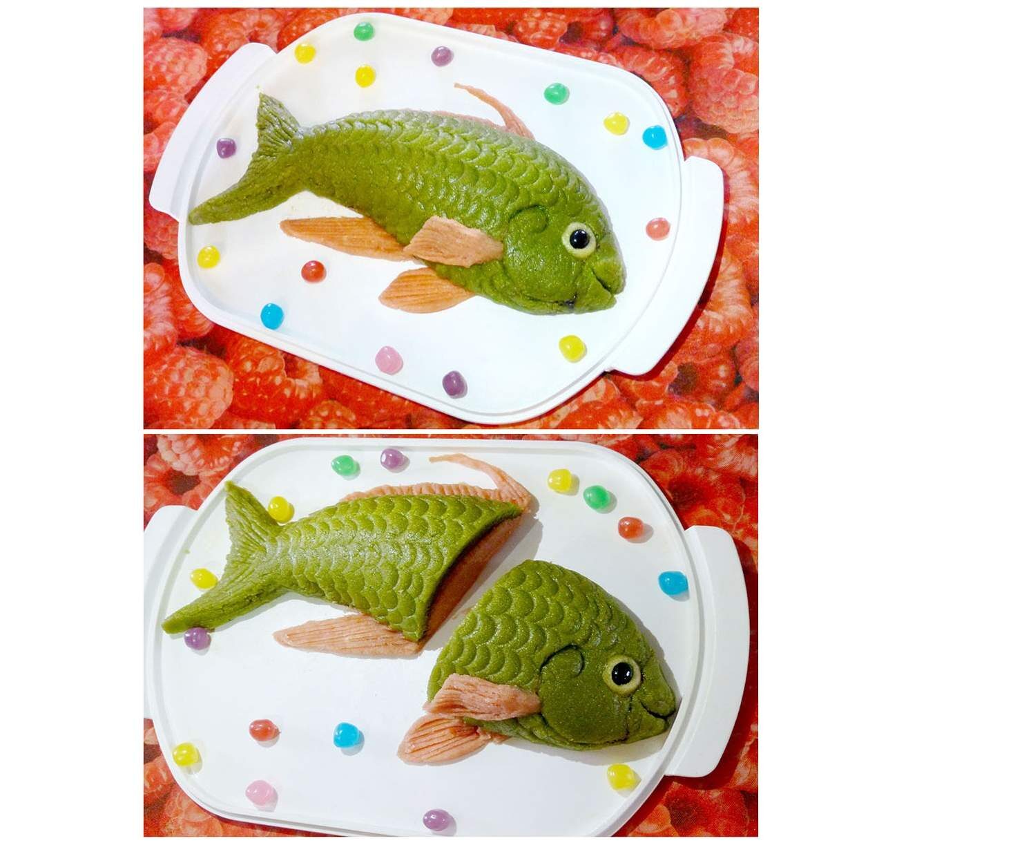 le poisson d 'avril vert et rose