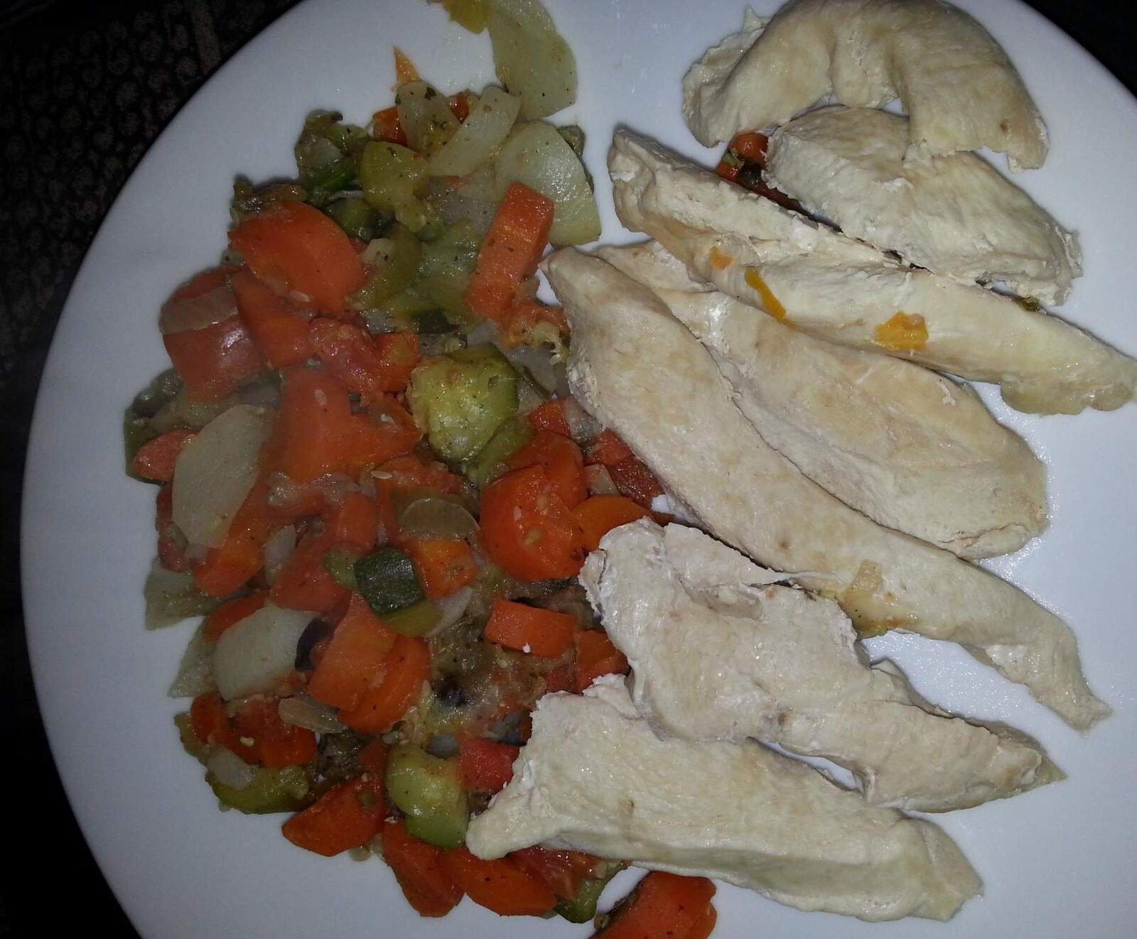 legumes et filets de poulet vapeur