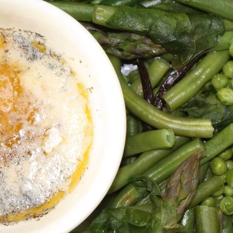 Légumes verts vapeur au beurre de vanille