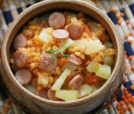 Lentilles corail à la couenne