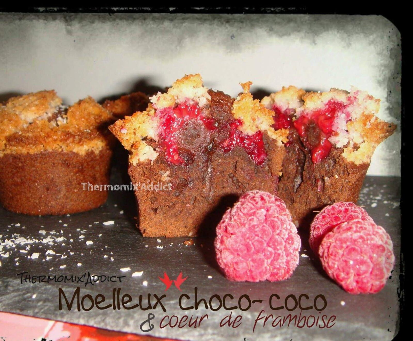 Moelleux choco-coco coeur de framboise